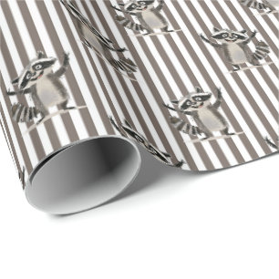 Papel De Presente Grande escala de guaxinim para artesanato ou prese