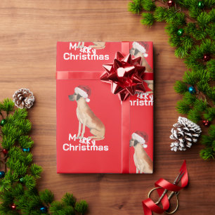 Papel De Presente Grande Feliz de Natal Dane Holiday Santa Hat