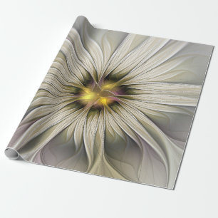 Papel De Presente Grande Flor de Marfim, Arte Fractal Moderna Abstra