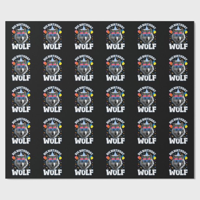 Papel De Presente Grande Lobo de Aniversário para Lobos (Aberto)