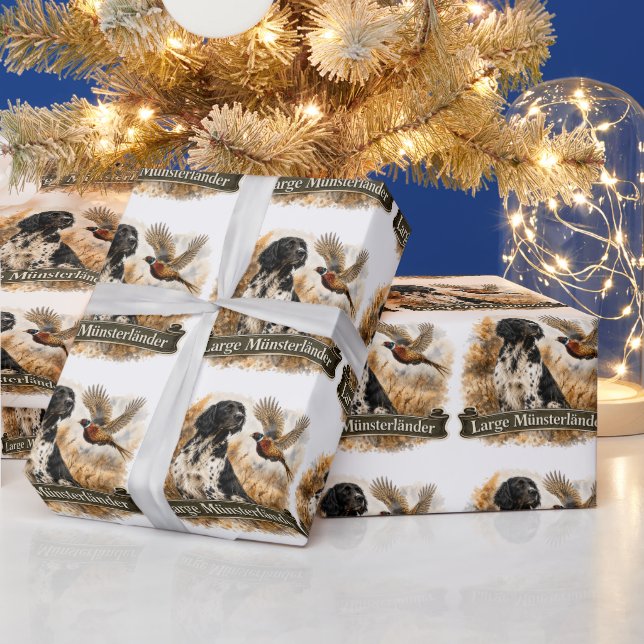 Papel De Presente Grande Münsterländer com Faisão (Feriados)