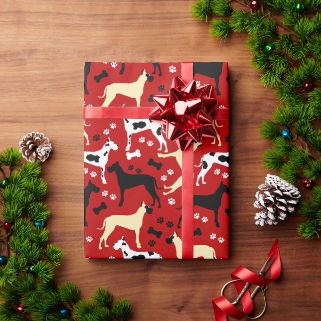 Papel De Presente Grande Papel de Moldagem de Padrão Vermelho Danes (Presente de Natal)