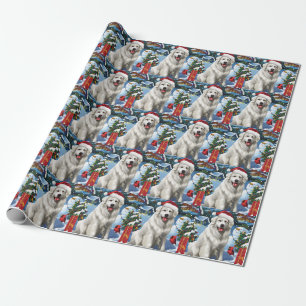 Papel De Presente Grande Pirenéus Natal País das Maravilhas de Inver