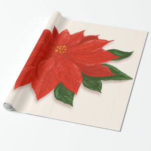 Papel De Presente Grande poinsétia vermelha