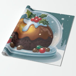 Papel De Presente Grande pudim de Natal debaixo de cúpula de vidro