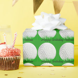 Papel De Presente Grandes Bolas de Golfe na Grama