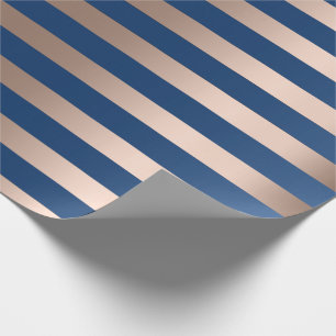 Papel De Presente Grandes Linhas Marinho Azul Bronze bege