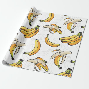 Papel De Presente Grandes padrões sem desmaios de bananas
