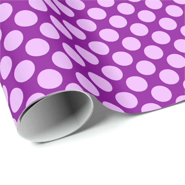 Papel De Presente Grandes pontos retrógrados - orquídea e roxo (Ponta do rolo)