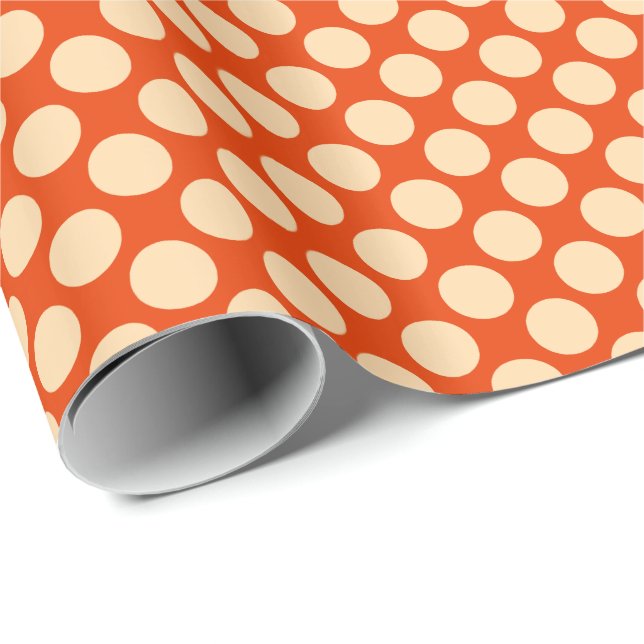 Papel De Presente Grandes pontos retrorreflectores - laranja claro e (Ponta do rolo)