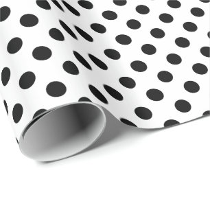 Papel De Presente Grandes pontos retrorreflectores - preto e branco