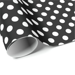 Papel De Presente Grandes pontos retros - preto e branco