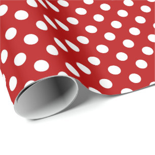 Papel De Presente Grandes pontos retros - vermelho e branco