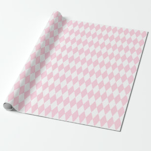 Papel De Presente Grandes Rosas claro e Harlequin Branco