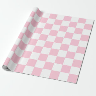 Papel De Presente Grandes Verificações Branco Cor-de-Rosa Cor-de-Ros