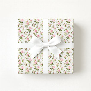 Papel De Presente Grandmillennial Cottagecore vintage Rosas Rosa