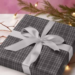 Papel De Presente Granite Cinza Tartan Xadrez