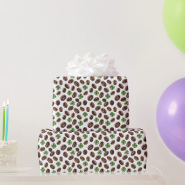 Papel De Presente Grãos de Café Irlandês e Trevos de Design Engraçad
