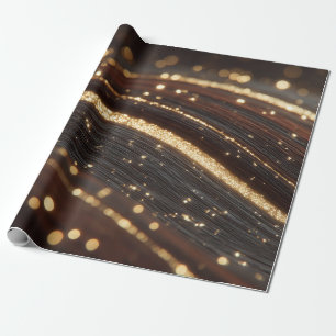 Papel De Presente Grãos de madeira de noz-escura com rios Dourados e