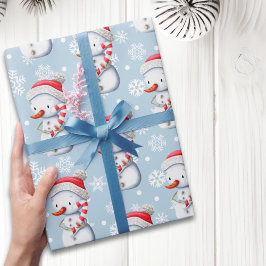 Papel De Presente Grátis Blue Snowman Natal
