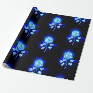 Papel De Presente Gravação de Rosa Azul