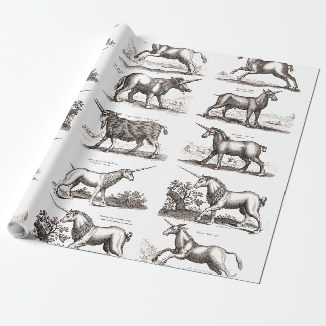 Papel De Presente Grave de Unicórnio Antigo - Espécime de Zoologia V (Desenrolado)