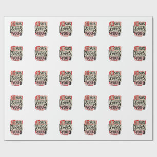 Papel De Presente Grave Vintage de Jesus Ama Você Tipografia Cristã