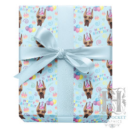 Papel De Presente Great Dane Birthday Gift Wrapping Paper Blue