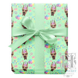 Papel De Presente Great Dane Birthday Gift Wrapping Paper Green