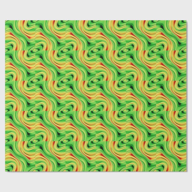 Papel De Presente green and golden chrome waves (Aberto)