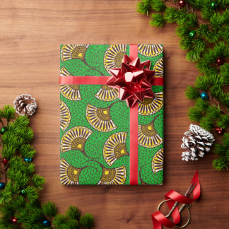 Papel De Presente Green And Yellow Ankara Fan Print Wrapping Paper