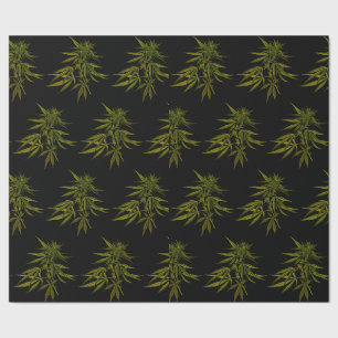 Papel De Presente Green Buds on Black Personalised WrapPaper (Buds V