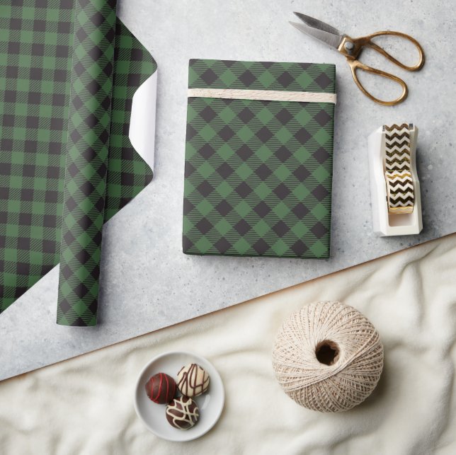 Papel De Presente Green Buffalo Plaid (Artesanato)