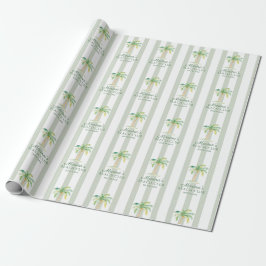 Papel De Presente Green Cabana Stripes Palm Beach Club