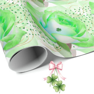 Papel De Presente Green Celtic Rose Wrapping Paper