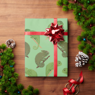 Papel De Presente Green Chameleons Lizard Art