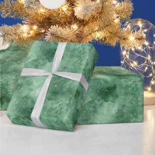 Papel De Presente Green Cloudy Sky W/Douradas estrelas