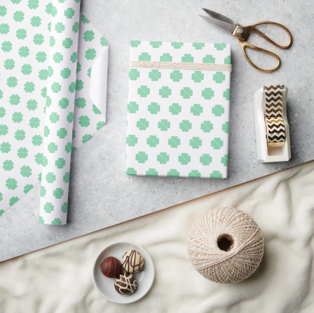 Papel De Presente Green Clover Shamrock Luck of the Irish (Artesanato)