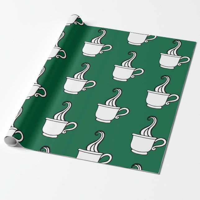 Papel De Presente Green Coffee Wrapping Paper  (Desenrolado)