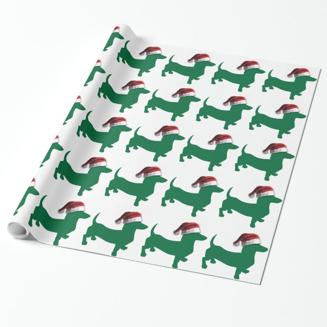 Papel De Presente Green Dachshund Natal (Desenrolado)