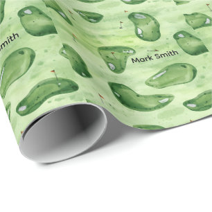 Papel De Presente Green de campo de golfe com bandeira vermelha