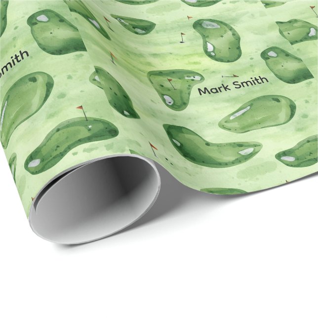 Papel De Presente Green de campo de golfe com bandeira vermelha (Ponta do rolo)