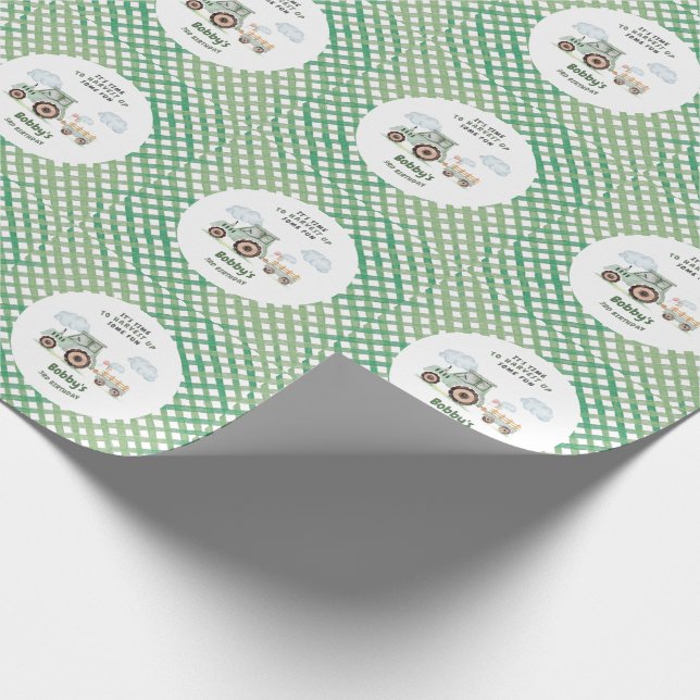 Papel De Presente Green Farm Tractor Boys Any Age Birthday (Ponta)