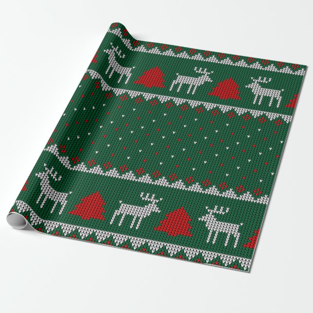 PAPEL DE PRESENTE GREEN KNITTED CHRISTMAS SWEATER (Desenrolado)