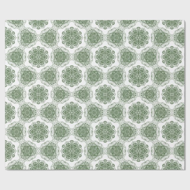 Papel De Presente Green Mandala Floral (Aberto)