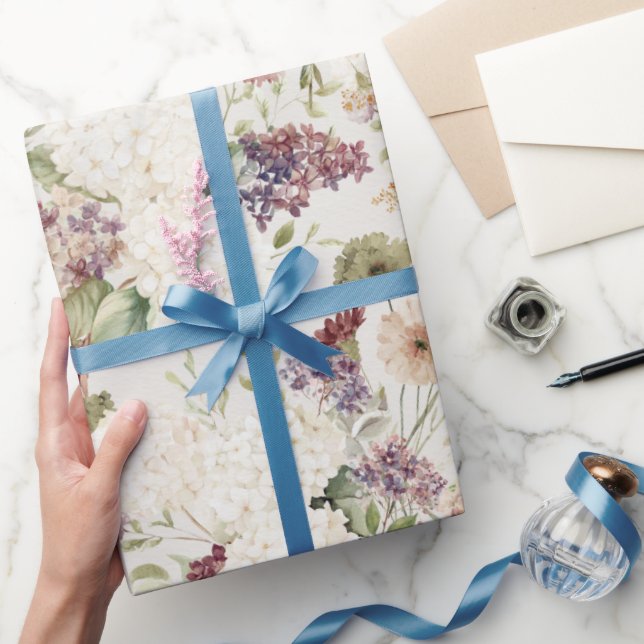 Papel De Presente Green Plaid Stripes Burgundy Cream Flowers Birthda (Presentear)