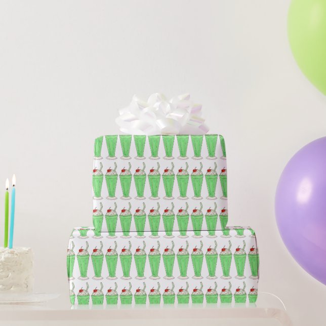 Papel De Presente Green Shamrock Milkshake Sorvete Shake Irish (Presentes para festas)