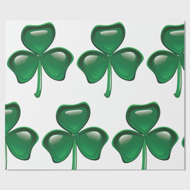 Papel De Presente Green Shamrock Three-Leaf Clover (Aberto)