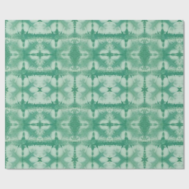 Papel De Presente Green Shibori Style  (Aberto)