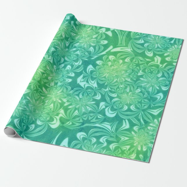 Papel De Presente Green Swirly Christmas (Desenrolado)
